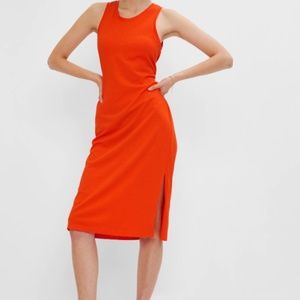 GAP Orange Tie Back Sleeveless Midi Dress